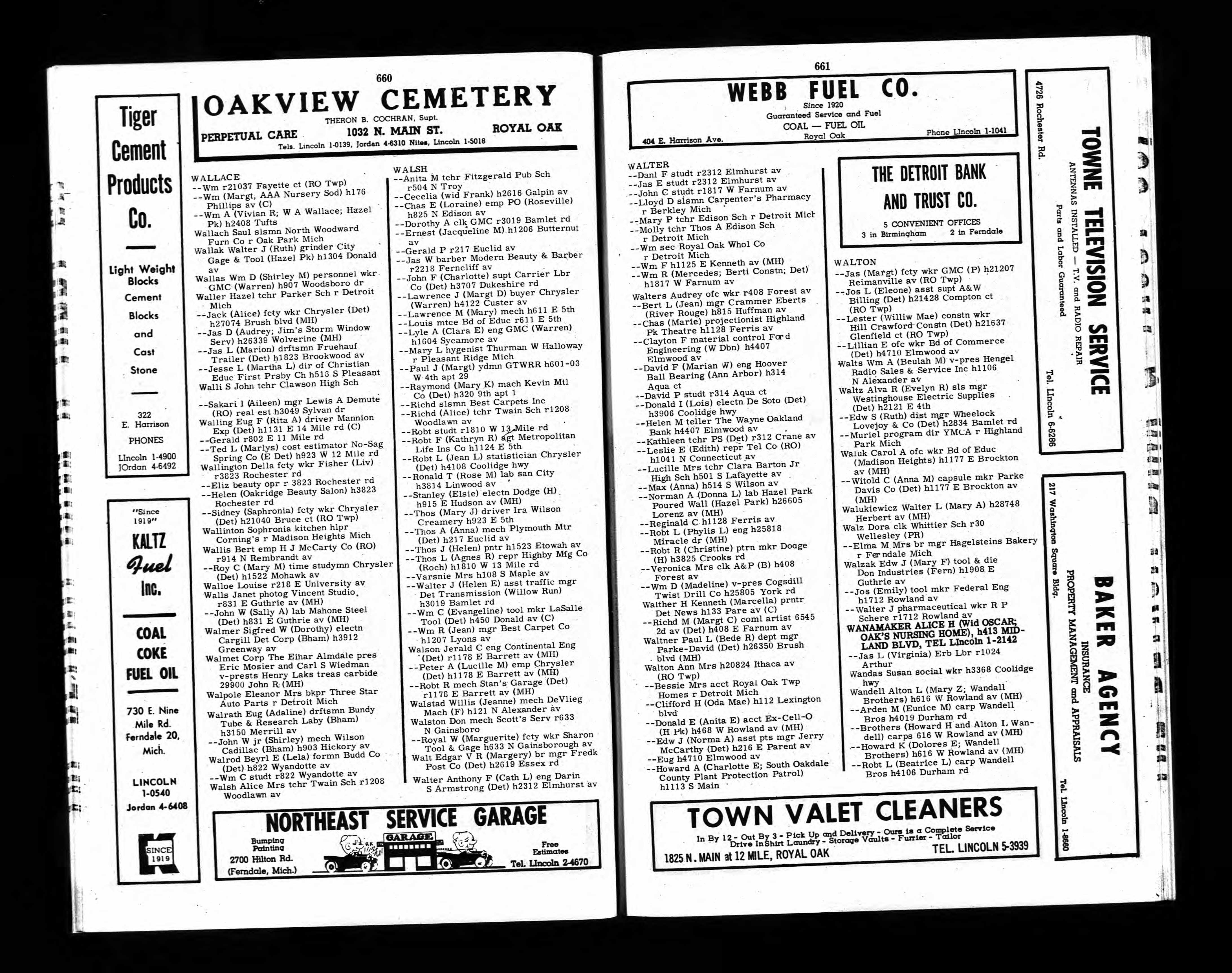 City Directories Donald and Lois Walters Royal Oak Oakland Co